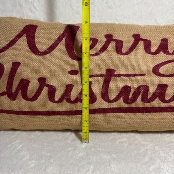 Vintage-Inspired Merry Christmas Linen Decorative Pillow country farmhouse - Picture 6 of 7